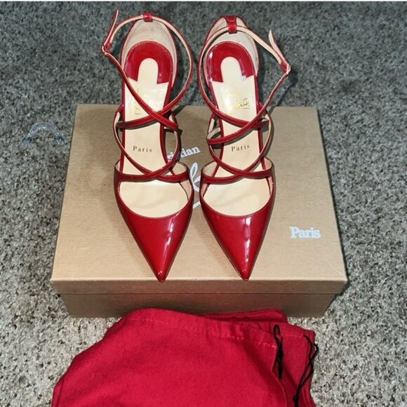 Christian Louboutin Red Patent Leather Crossfliketa Pumps - Picture 1 of 4